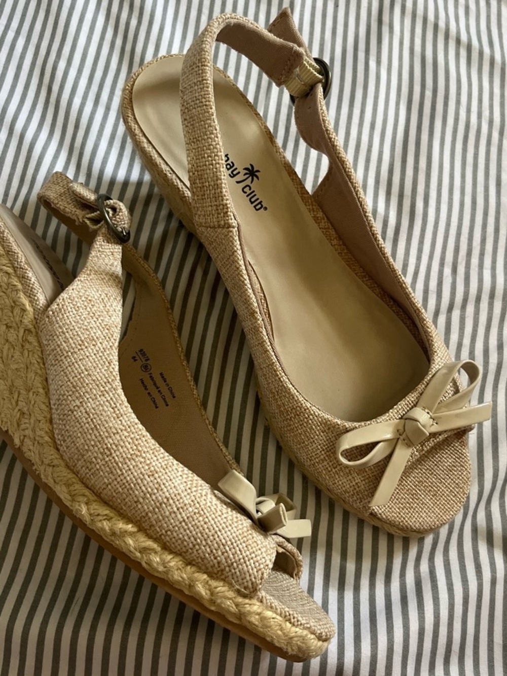 Montego Bay Club Natural Beige Espadrille Slingback Wedge